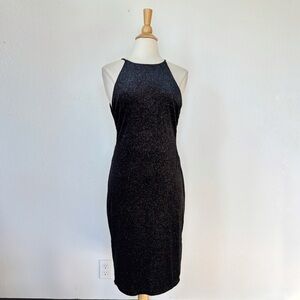 Sleeveless Premiere Armour Black Velour Sparkle Cocktail Dress
